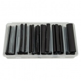 Набор термоусадочных трубок КВТ №23 (черный, прозрачный) в органайзере в нарезке по 100мм 3:1