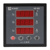 Амперметр цифровой на панель EKF трехфазный 0,05-5А АС 0,5 96х96х80мм