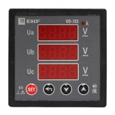 Вольтметр цифровой на панель EKF трехфазный 30-500В АС 0,5 72х72х80мм