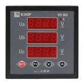 Вольтметр цифровой на панель EKF трехфазный 30-500В АС 0,5 96х96х80мм