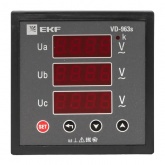 Вольтметр цифровой на панель EKF трехфазный 30-500В АС 0,5 в коротком корпусе 96х96х65мм