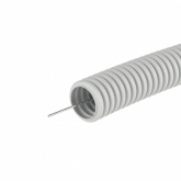 Труба гофрированная ПВХ DKC 25 мм гибкая лёгкая с протяжкой серая [бухта 25м] (гофра для кабеля)