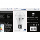 Лампа аккумуляторная Feron EL116 A60 5W 6500K Е27 AC/DC 400Lm Li-Ion аккумулятор 3,7V 1200mAh 3ч