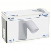 Светильник настенный Feron ML1620 35W 230V GU10 белый, алюминий, IP20 55x90x140mm