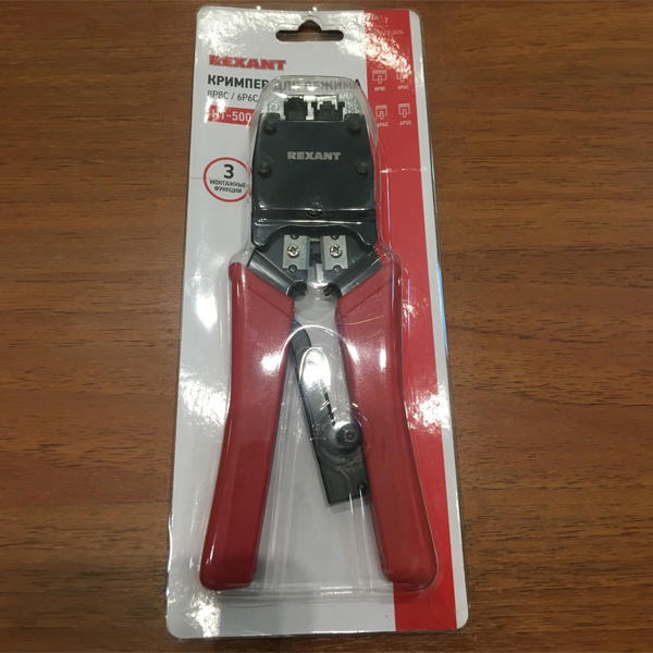 Инструмент для обжима разъемов RJ-45 (8P8C), RJ-12 (6P6C) и RJ-11 (6P4C и 6P2C), для снятия изоляции и обрезки проводов