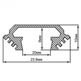 Профиль для светодиодной ленты LED CAB272 угловой 23,8х10мм (20мм) алюминиевый 2 метра