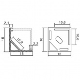 Профиль для светодиодной ленты LED CAB281 угловой квадратный 16х16мм (10,2мм) алюминиевый 2 метра