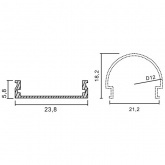 Профиль для светодиодной ленты LED CAB283 накладной круглый 24х20мм (20мм) алюминиевый 2 метра
