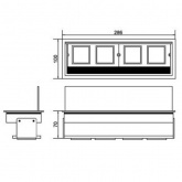 Люк Экопласт LUK/4AL настольный встраиваемый на 4 модулей (45х45мм) с крышкой, алюминий IP20