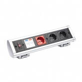 Блок настольный Экопласт с выключателем на 4 модуля (45х45мм) для крепления к столу (алюминий) IP20