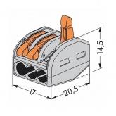 Клеммник WAGO 3 (одножильных или многожильных) х 0,08-4 мм 32A Cu [уп. 50шт]