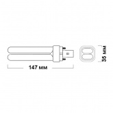 Лампа компактная люминесцентная Sylvania LYNX-D 26W/840 4000K G24d-3 холодно-белая
