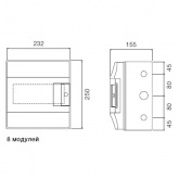 Влагозащищенный настенный щиток ABB Mistral65 8М прозрачная дверь с клеммным блоком 65P08X12A