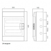 Влагозащищенный настенный шкаф ABB Mistral65 24М 2х12 непрозрачная дверь без клеммников 65P12X21