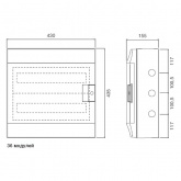Влагозащищенный настенный шкаф ABB Mistral65 36М 2х18 прозрачная дверь без клеммников 65P18X22