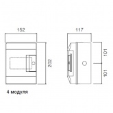 Влагозащищенный настенный щиток ABB Mistral65 4М прозрачная дверь без клеммного блока 65P04X12