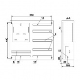 Щит металлический ИЭК ЩУРн-3/48зо-1 36 УХЛ3 IP31 на 3-х фазный счетчик и 48 модулей навесной
