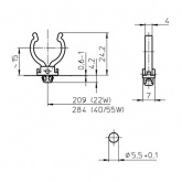 Клипса 84001 VS пластиковая для ламп 2GX13 16мм защёлка
