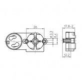 Патрон VS 47600 G13 со стартеродержателем торцевой под винт М3 для ламп T8