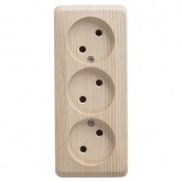 Накладная розетка тройная без заземления SE Этюд сосна