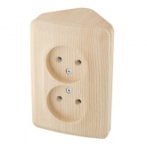 Накладная розетка угловая двойная без заземления SE Этюд сосна