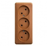 Накладная розетка тройная без заземления SE Этюд темный бук