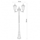 Светильник садово-парковый Замок PL5109 2*E27 700*230*2300мм черное золото (столб 2,3м)