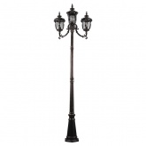 Светильник садово-парковый Шербур PL5009 E27 680*680*2200мм темно-коричневое золото (столб 2,2м)