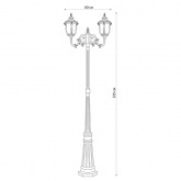 Светильник садово-парковый Шербур PL5018 2*E27 600*230*2350мм темно-коричневое золото (столб 2,35м)