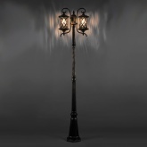 Светильник садово-парковый Тироль PL5038 2*E27 620*240*2550мм черное золото (столб 2,55м)