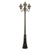 Светильник садово-парковый Флоренция Feron PL4049 3xE27 570х570х2250мм черное золото (столб 2,25м)