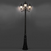 Светильник садово-парковый Флоренция Feron PL4049 3xE27 570х570х2250мм черное золото (столб 2,25м)