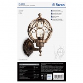 Светильник садово-парковый Сфера Feron PL3701 E27 180х200х320мм черное золото (на стену вверх)