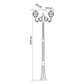 Светильник садово-парковый Сфера Feron PL3808 2xE27 600х220х2290мм черное золото (столб 2,29м)