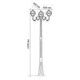 Светильник садово-парковый Сфера Feron PL3809 3xE27 600х600х2290мм черное золото (столб 2,29м)