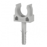 Держатель-клипса DKC для труб и гофры с защелкой и дюбелем 16 мм серый