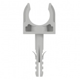 Держатель-клипса DKC для труб и гофры с защелкой и дюбелем 16 мм серый