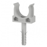 Держатель-клипса DKC для труб и гофры с защелкой и дюбелем 20 мм серый