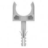 Держатель-клипса DKC для труб и гофры с защелкой и дюбелем 20 мм серый