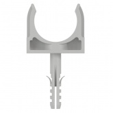 Держатель-клипса DKC для труб и гофры с защелкой и дюбелем 25 мм серый