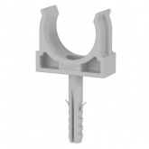Держатель-клипса DKC для труб и гофры с защелкой и дюбелем 25 мм серый