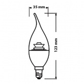 Лампа светодиодная свеча на ветру Osram LED CLAS BA CL 6W (40W) 827 DIM 470lm 220V E14