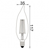 Лампа филаментная светодиодная свеча на ветру FL-LED Vintage C35 6W 2200K 220V E14 600Lm D35x117mm