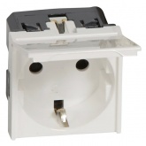 Розетка Legrand Mosaic 2К+З с крышкой антибактериальная автозажим 2М, белый