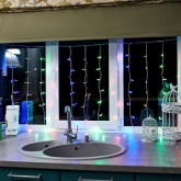 Гирлянда светодиодная Дождь 1,5х1м 96LED мультиколор, 8 режимов свечения, прозрачный провод, 230В