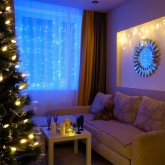 Гирлянда светодиодная Дождь 1,5х1,5м 144LED синий, 8 режимов свечения, прозрачный провод, 230В