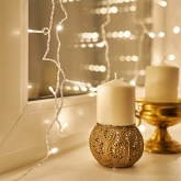 Гирлянда светодиодная Дождь 1,5х1,5м 144LED тепло-белый, 8 режимов свечения, прозрачный провод, 230В