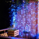 Гирлянда светодиодная Дождь 2х2,5м 300LED синий, 8 режимов свечения, прозрачный провод, 230В