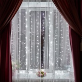 Гирлянда светодиодная Дождь 2x2,5м 300LED белый, 8 режимов свечения, прозрачный провод, 230В