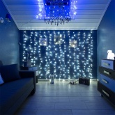 Гирлянда светодиодная Дождь 2x2,5м 300LED белый, 8 режимов свечения, прозрачный провод, 230В